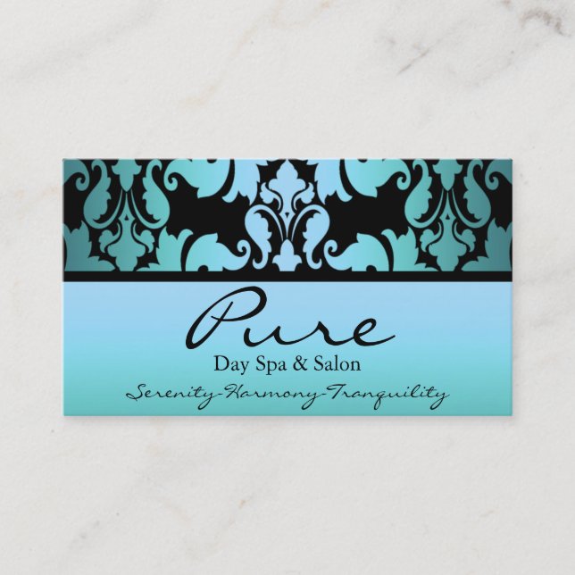 Blue Damask Business Card (Front)