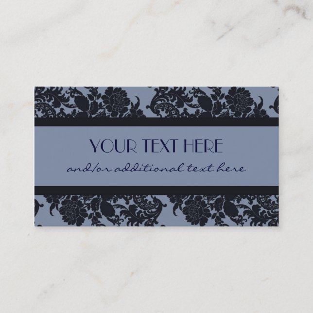 Blue Damask Business Card (Front)