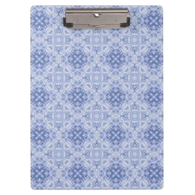 Blue Damask Design Clipboard (Front)