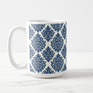 blue damask design coffee mug