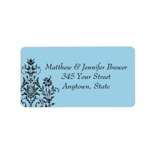 Blue Damask Envelope Address Labels