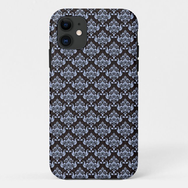 Blue Damask iPhone 11 Case (Back)