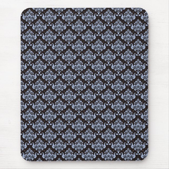 Blue Damask Mouse Pad (Front)