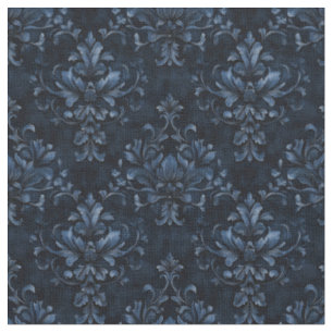 Blue Damask on Dark Blue Fabric