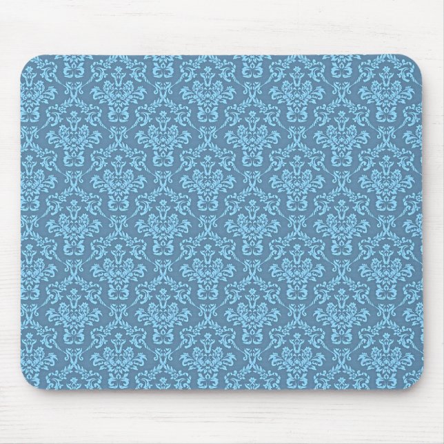 Blue Damask Pattern Mouse Pad (Front)