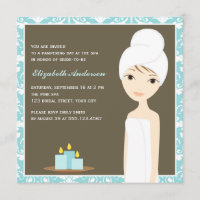 Blue Damask Pattern Spa Bridal Shower