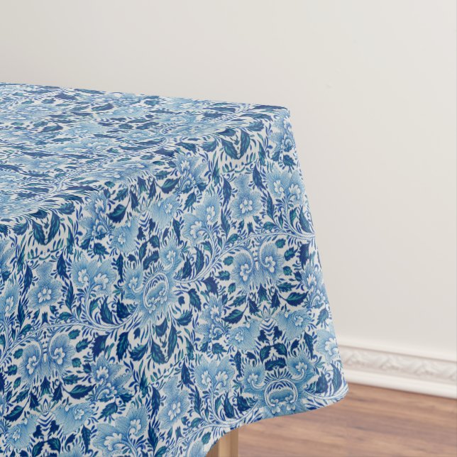 Blue Damask Pattern Tablecloth (In Situ)