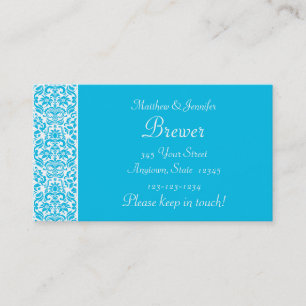 Blue Damask Personalized Change of Address Cards