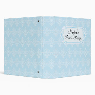 Blue Damask Recipe Book Binder