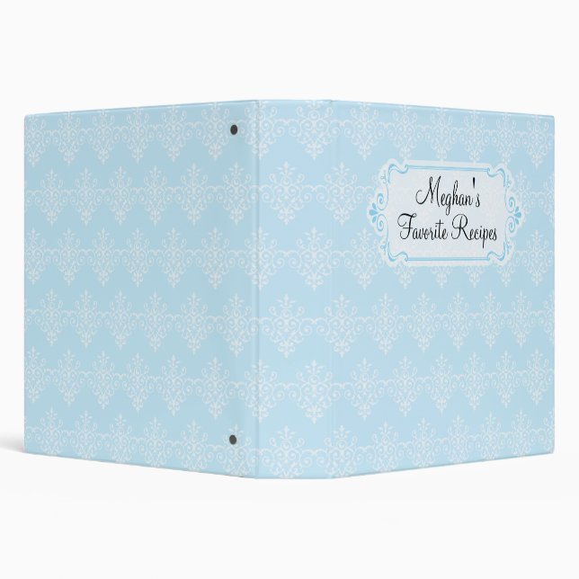 Blue Damask Recipe Book Binder (Background)
