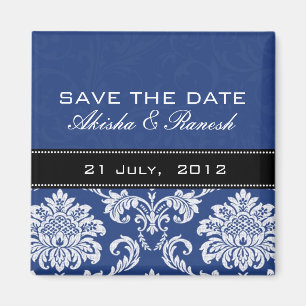 Blue Damask Save the Date Magnet