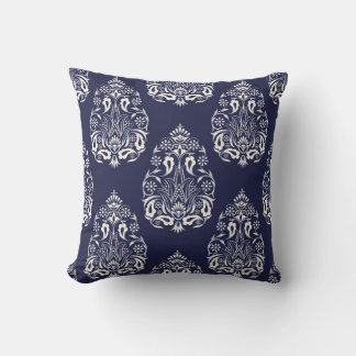 blue damask seamless pattern element throw pillow