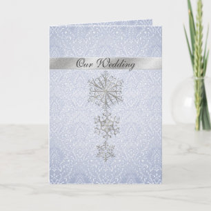 Blue Damask & Snowflakes Invitation de mariage hiv