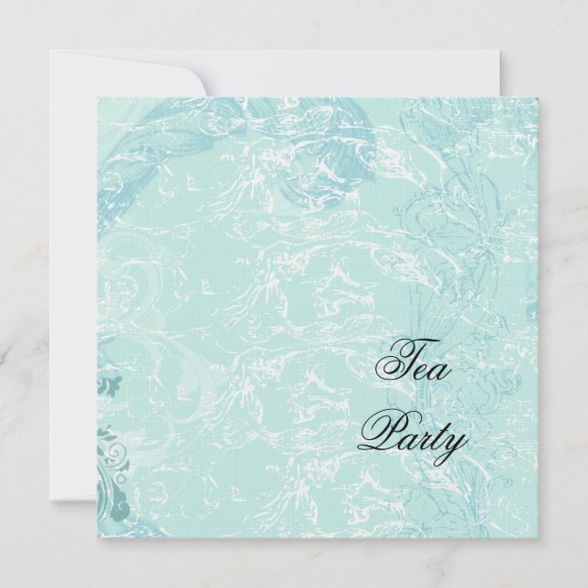 Blue Damask & Swirls Invitation (Front)