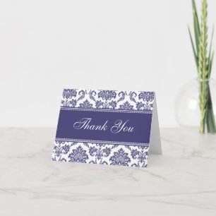 Blue Damask Thank You Cards