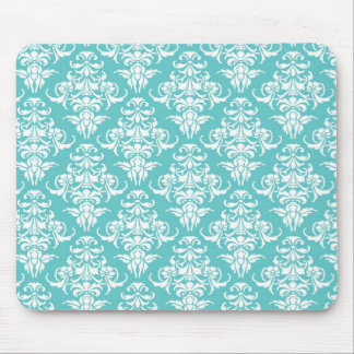 Blue damask vintage wallpaper pattern mouse pad
