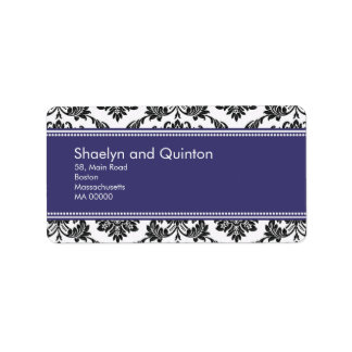 Blue Damask Wedding Address Labels
