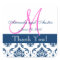 Blue Damask Wedding Favour Sticker
