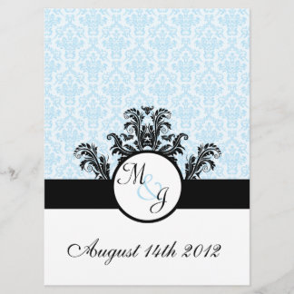 Blue Damask Wedding Invitation