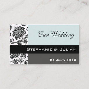 Blue Damask Wedding Website Business Card