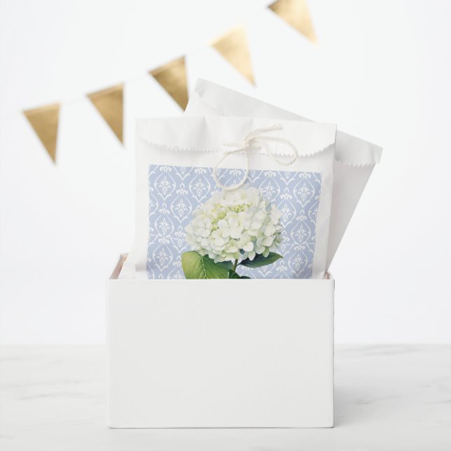 Blue Damask White Hydrangea  Favour Bag (Party)