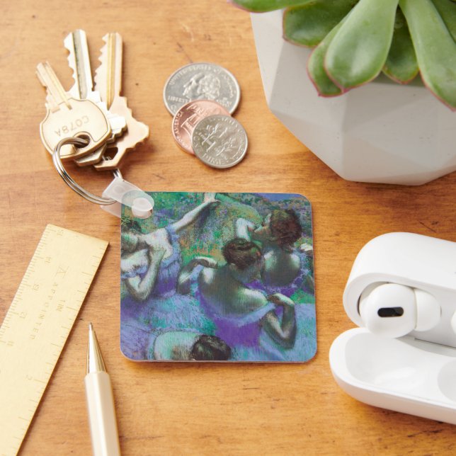 Blue Dancers by Edgar Degas, Vintage Impressionism Keychain (Desk)