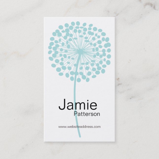 Blue Dandelion Flower Vertical Business Cards (Front)