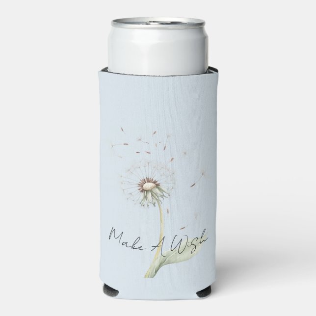 Blue Dandelion Flowers Wish Seltzer Can Cooler (Seltzer Front)