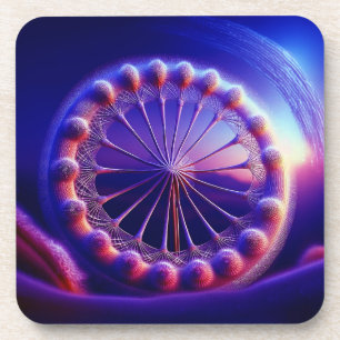 Blue Dandelion Fractal Coaster