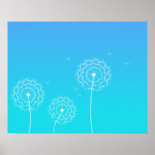 Blue dandelion in spring poster
