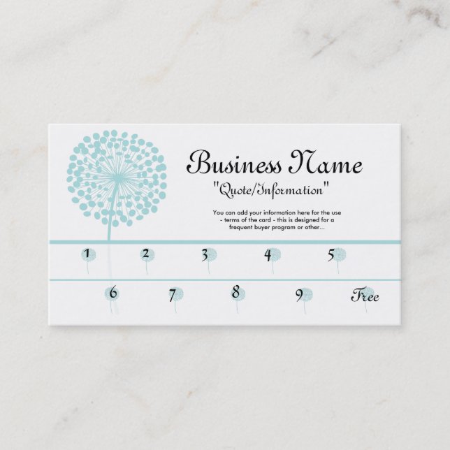 Blue Dandelion Loyalty Cards/Frequent Buyer (Front)