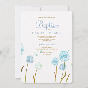Blue Dandelions Religious Invitation