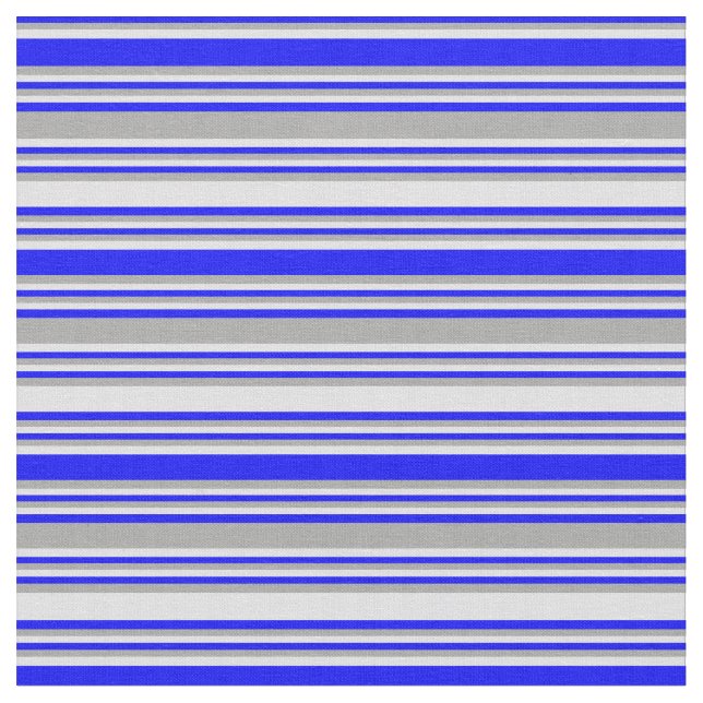 Blue, Dark Grey & Lavender Striped Pattern Fabric (Close Up)