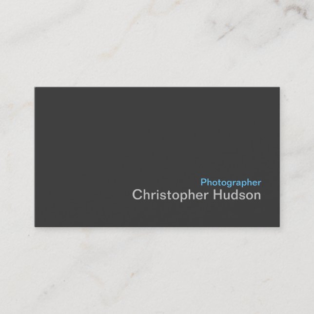 Blue Dark Grey Photographer Standard Business Card (Front)