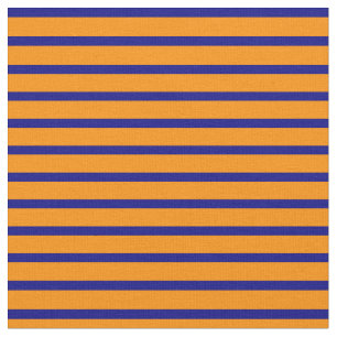 Blue & Dark Orange Lined/Striped Pattern Fabric