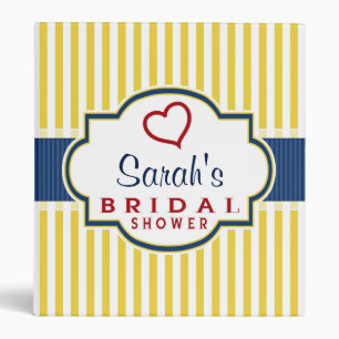 Blue, Dark Red, Yellow Stripes Bridal Shower Binder