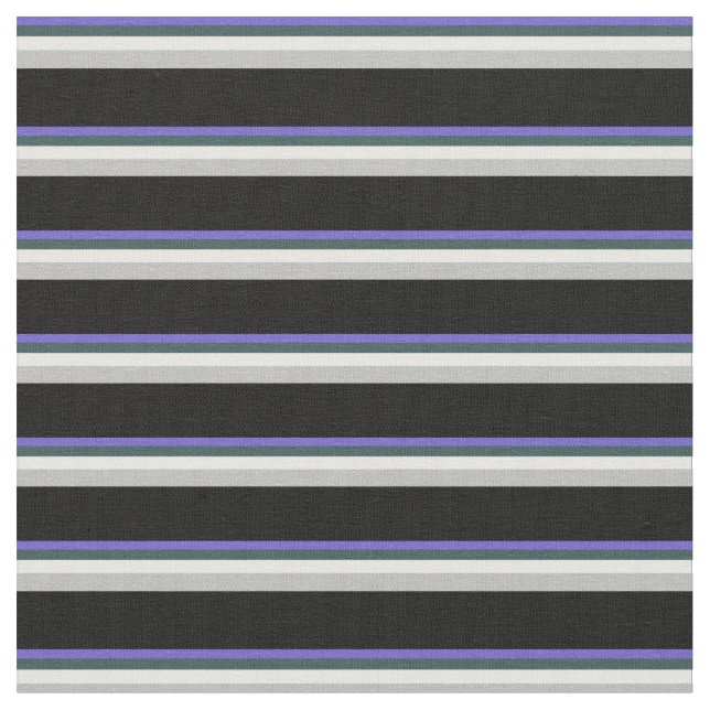 Blue, Dark Slate Grey, Mint Cream, Grey & Black Fabric (Close Up)