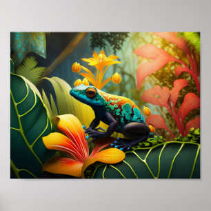Blue dart frog poster