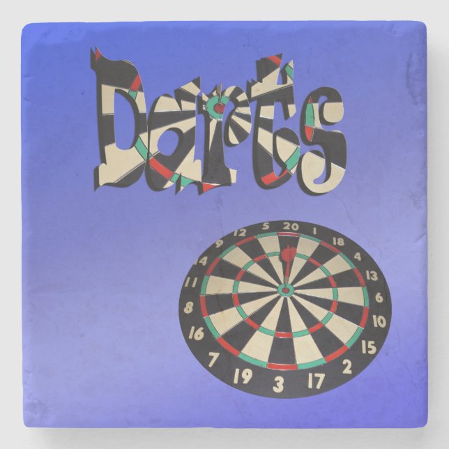 Blue Darts Logo Dartboard Design,  Stone Coaster (Front)