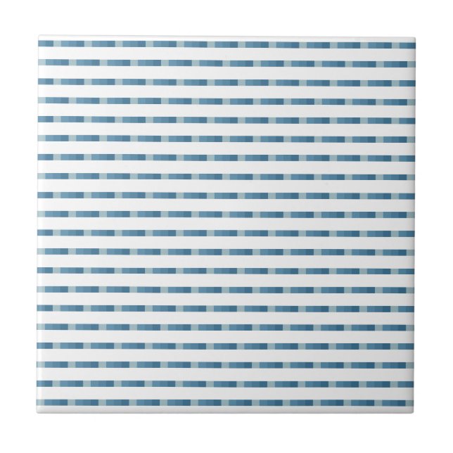 Blue dashes Ceramic Tile, Small (4.25" x 4.25") Tile (Front)