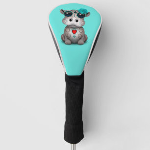 Blue Day of the Dead Baby Hippo Golf Head Cover