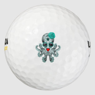 Blue Day of the Dead Baby Octopus Golf Balls
