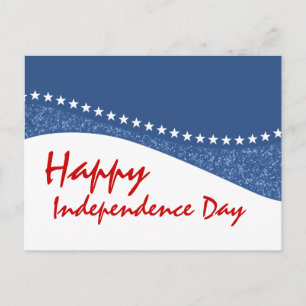 Blue Dazzling Star Curves July 4th Postcard