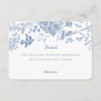 Blue De Toile Jouy Details Card Invitation Insert