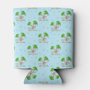 Blue Deck The Palms Tropical Christmas Santa Flami Can Cooler