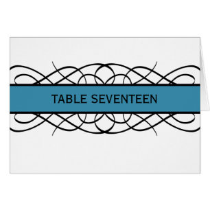 Blue Deco Flourish Table Number Card