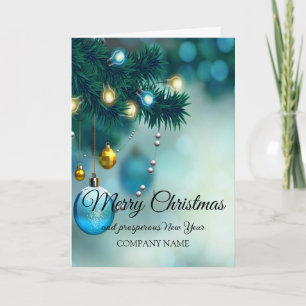  Blue decorationNew Year's candles and Christmas  Holiday Card