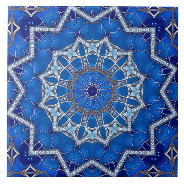 Blue Decorative Ceramic Tile (Front)