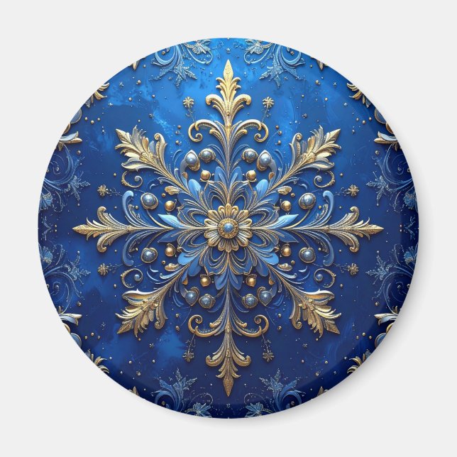 Blue Decorative Christmas Holiday Magnet (Devant)