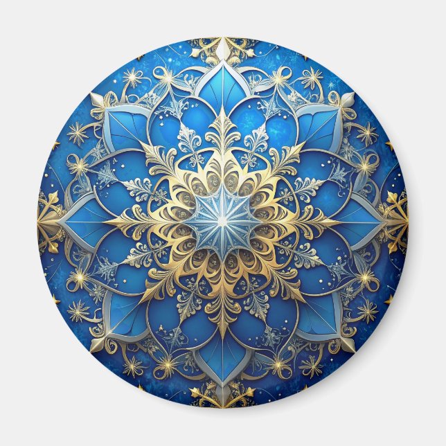Blue Decorative Christmas Holiday Magnet (Front)